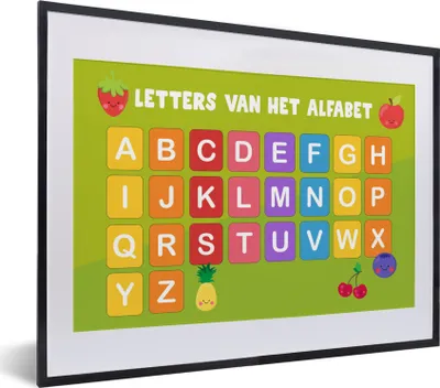 Produktbild von MuchoWow® MuchoWow® Gerahmtes Poster Kinderzimmer - Alphabet - Lernen - Jungen - Mädchen - Kinder - Kinder 40x30 cm - Poster mit zchwarzem Bilderrahmen - Bilderrahmen - Poster im Rahmen