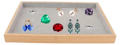 Produktbild von Schmuckkästchen – Leichtgewicht – Schmuckorganizer – Flanell – Nachhaltiges Holz – Elegante Präsentationsfunktion – Klassisches Aussehen – Schmuckorganizer
