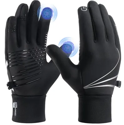 Produktbild von Winterhandschuhe Herren Damen Fahrrad Sporthandschuhe Laufhandschuhe Touchscreen Winddicht Rutschfest Schwarz M