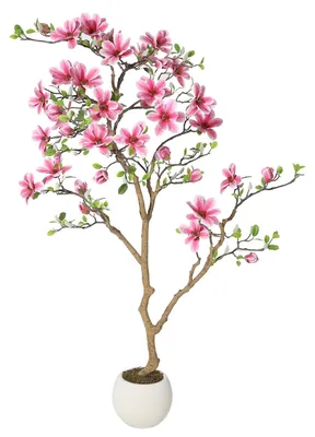 Produktbild von Magnolie - Künstlicher Baum - 152 cm Hoch - Im Topf - Realistisch - Kunststoff - Für Innenbereich - Bodenaufstellung - Rosa