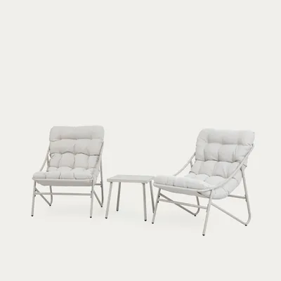 Zdjęcie produktu dla HOMLA Zestaw mebli ogrodowych TIVOLI beżowy z jasnobeżowymi poduszkami 65,5x85x95 cm