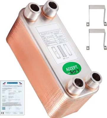 Image de SucceBuy Échangeur de chaleur MNPT 3/4", 30 refroidisseurs à plaques plates brasées en acier inoxydable 316L pour le chauffage de l'eau chaude et du moût