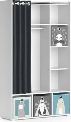 Produktbild von Kinderkleiderschrank Vicco Luigi Weiß 105.8 x 178.1 cm Mit Faltboxen (grau), Model 40651