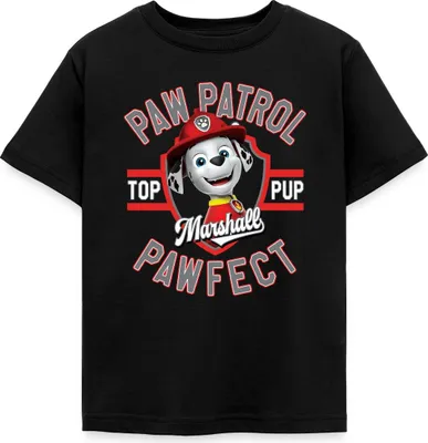 Produktbild von Spreadshirt Paw Patrol Marshall Pawfect Feuerwehrhund Kinder T-Shirt, 122/128 (7-8 Jahre), Schwarz