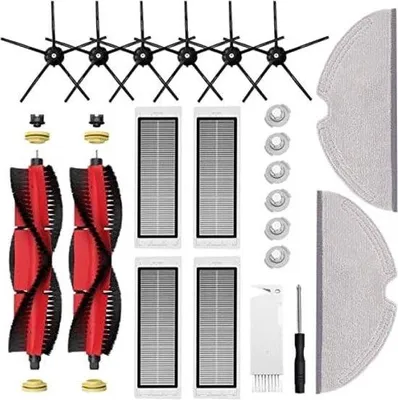Produktbild von Kompatibel Zubehör für Staubsauger Roborock S5 Max S6 Pure S6 maxV S50 S51 S55 S5 S60 S65 S6, 2 Staubsaugerborsten, 6 Seitenborsten, 4 Hepa-Filter, 2 Reinigungstücher