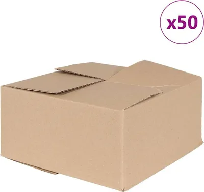 Image de vidaXL Boîte de rangement pliante, lot de 50, couleur naturelle, 30 x 30 x 15 cm, en carton