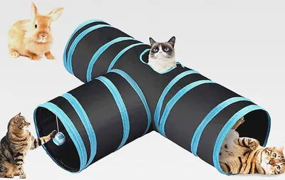 Produktbild von Katzentunnel-Spielzeug, Kaninchentunnel, Kaninchen-Spielzeug, Kätzchen-Tunnel, 3-Wege-Katzen-Pop-Up-Tunnel, Hamster, kleine Hunde mit Katzentunnel-Tasche