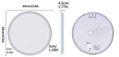 Produktbild von Runder LED Badspiegel - Wandmontierter Schminkspiegel - 60 cm - Beleuchtung 3 Farben dimmbar - Touch Sensor - Antibeschlag - Bruchsicher