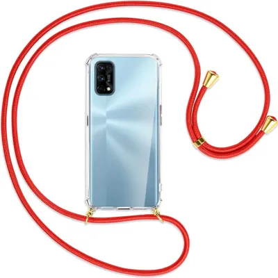 Produktbild von Handykette Backcover-Schutzhülle mit Band (Metall goldfarben) für Realme 7 Pro - rot