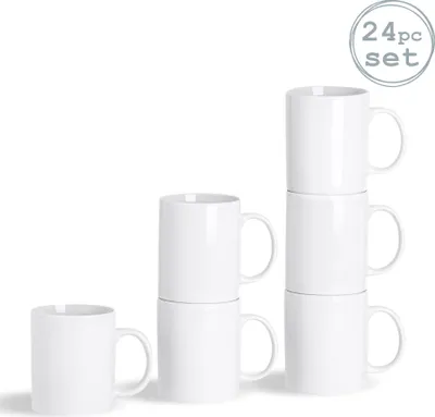 Produktbild von Weiße Tee Tassen Kaffee Becher - 285 ml - 24er Set