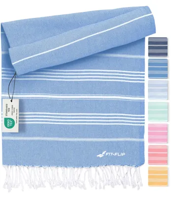 Produktbild von DigiRigi® Sultan Hamamtuch – 100% recycelte Baumwolle, blau, 100 x 200 cm – leichtes, saugfähiges Saunatuch & Strand‑ und Reisehandtuch