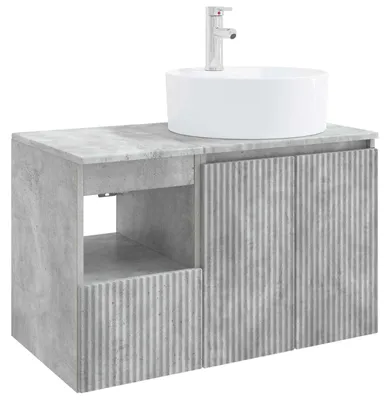 Immagine prodotto di vidaXL Set di mobili da bagno, 2 pezzi, grigio cemento, materiale composito di legno