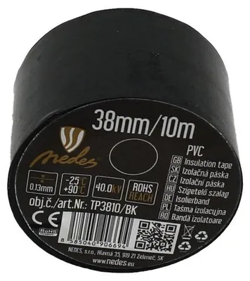 Zdjęcie produktu dla Taśma izolacyjna NEDES, 38 mm / 10 m, czarna - TP3810/BK