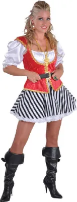 Produktbild von M207126-S-A schwarz-rot Damen Seeräuber Kleid Piraten Kostüm Gr.S