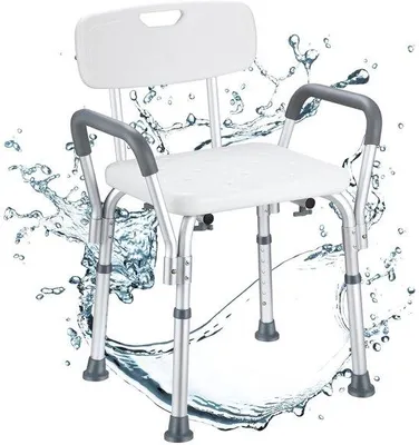 Produktbild von Famanu Duschhocker ergonomisches Design - höhenverstellbar - weiß