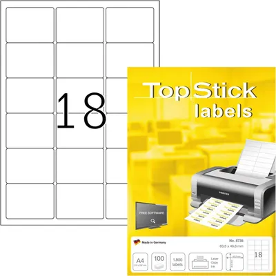 Produktbild von Universal-Etiketten Papier weiß selbstklebend 63,5x46,6mm 100 Blatt=1800 Etiketten