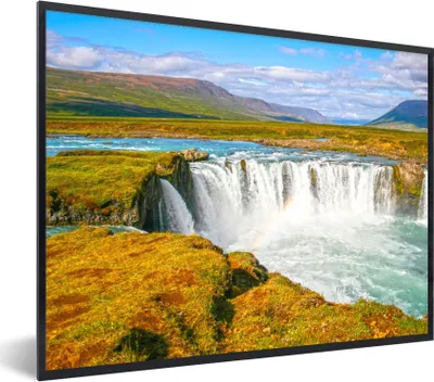 Produktbild von MuchoWow® Gerahmtes Poster Wasserfall - Wasser - Natur 80x60 cm - Poster mit Schwarzem Bilderrahmen Wandposter Rahmen Foto Bilder - Schwarzem - Mit Gestell