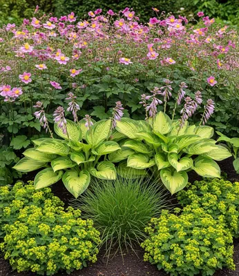 Produktbild von BALDUR Garten 9er Staudenbeet 'Schattengarten', Pflanzen im 9x9 cm-Topf, lange Blütezeit & attraktiver Blattschmuck, schattenliebende Stauden, anspruchslos und pflegeleicht, mehrjährig, winterhart