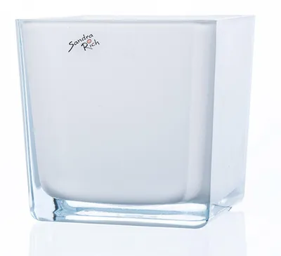 Produktbild von SANDRA RICH, Glasübertopf "CUBE" Pflanztopf Blumentopf Weiß 14x14cm