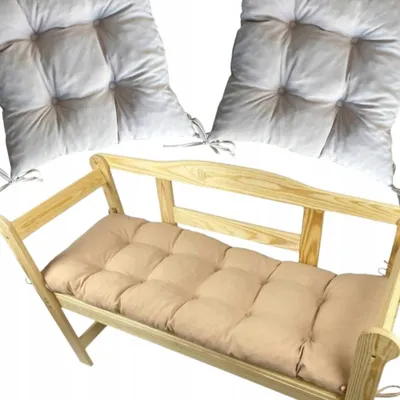 Produktbild von Gartenmöbelkissen, Beige, 180x40x8 cm und 2x Stuhlkissen, Gartensessel, Bank, Stuhl, Beige, Set Gartenmöbelkissen + 2x Stuhlkissen