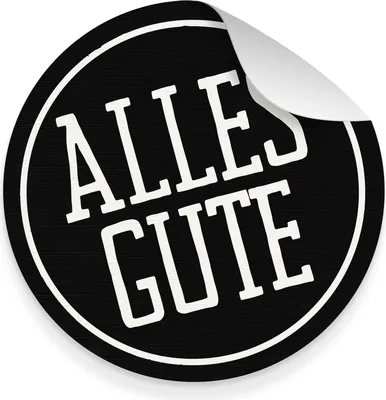 Produktbild von itenga 10x Aufkleber Sticker ALLES GUTE Schwarz Weiß 9,5 cm Durchmesser