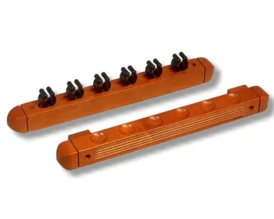 Image de Support mural brun antique pour 6 queues de billard