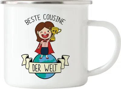 Produktbild von Beste Cousine Der Welt Emaille Tasse Lieblingscousine Geschenkidee Geburtstag Verwandtschaft Tante Onkel