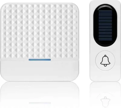 Produktbild von Drahtlose Türklingel Solar Elektronische Drahtlose Türklingel, Weiß 8,5 8,5 2,6 cm, 9 3,5 1,5 cm