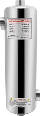 Zdjęcie produktu dla Wymiennik ciepła ze stali nierdzewnej, moc 60 kW, do ogrzewania basenów, wolnostojący, przeznaczony do basenów, spa, grzejników, pieców na drewno do użytku zewnętrznego, podgrzewania wody i wielu innych zastosowań