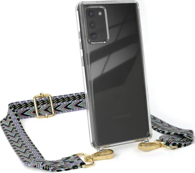Produktbild von EAZY CASE Handykette - Verstellbarer Trageriemen kompatibel mit Samsung Galaxy Note 20 / Note 20 5G, Handykordel mit transparenter Silikon-Hülle, Band in Lila
