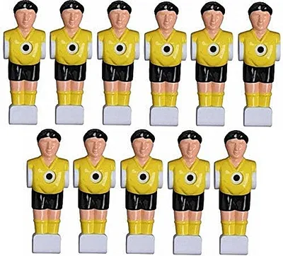 Produktbild von 11 Kickerfiguren 16 mm schwarz-gelb Komplett Set mit Schrauben und Muttern