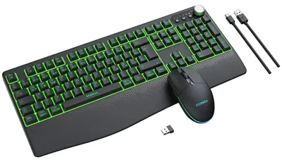 Zdjęcie produktu dla Zestaw bezprzewodowej klawiatury i myszy, układ QWERTZ, Bluetooth, 2400 MHz, 3 urządzenia, kolor czarny