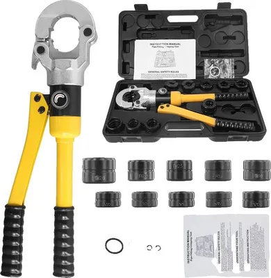 Image de Pince à sertir hydraulique pour tubes, pression de sertissage de 10 tonnes, tête rotative à 360 degrés, outil de sertissage