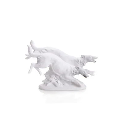 Produktbild von Porzellanfigur Windhunde, springend – handgefertigte Tierfigur