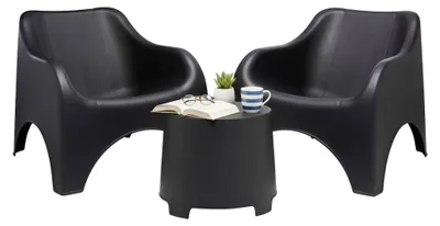 Produktbild von Dmora Set Gartenmöbel Cormons Anthrazit Schwarz, 2-Sitzer mit Tisch