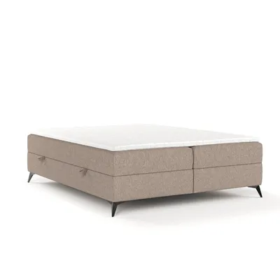 Produktbild von Boxspringbett Livia Interiors Malte, Bett 140x200 cm, mit Bettkästen, Doppelbett, H2 Bonell - Matratze und Topper, Webstoff Megan, Dunkelbeige Farbe