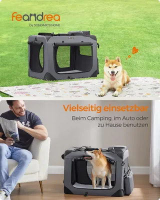 Produktbild von Feandrea L Transportbox faltbar Oxford-Gewebe,Netzstoff,atmungsaktiv,Grau
