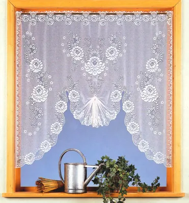 Produktbild von Heimtexland ® Scheibengardine Jacquard Hochraff M-Bogen Fensterbild Weiß Blumenmuster Stangendurchzug halbtransparent Querbehang Typ397 HxB 105 x 120 cm