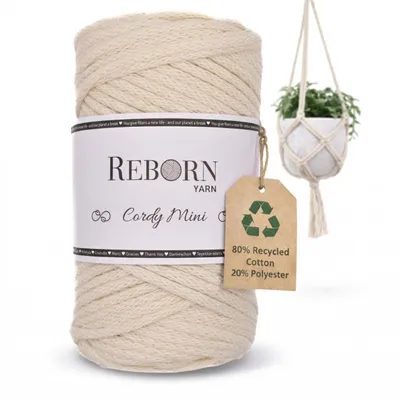 Produktbild von Makramee Garn 3mm Cordy Mini, 250g Baumwollkordel, weich & reißfest 102 Natural Beige