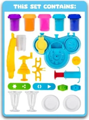 Produktbild von Toi-Toys SCULPTIDOUGH Knetset 5 Farben mit Zubehör Kinder Knete Spielzeug Kreativ Eiscreme