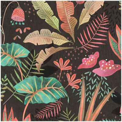 Immagine prodotto di Profhome 393481-GU Carta da parati retrò floreale opaca antracite nero verde rosa 5,33 m2