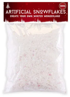 Künstliche Schneeflocken 100g, irisierend, Weihnachtsdeko