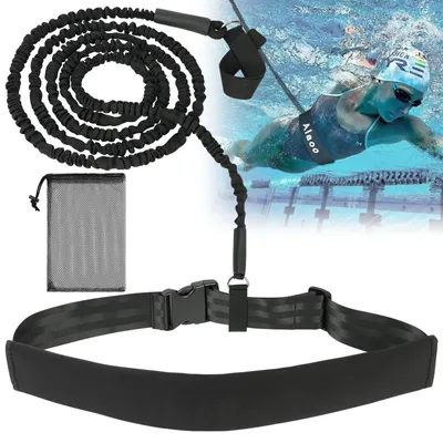 Imagen del producto de Correas para entrenamiento de natación, juego de 3 unidades, banda elástica, ajustable de 3,6 a 7,3 metros, para entrenamiento de natación