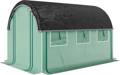 Produktbild von Gewächshaus 3 x 2 x 2 m Foliengewächshaus mit 6 Fenster, Rolltüren, Aufrollbar Seitenwänden, UV-beständiger Folientunnel, Winterfest Tomatenhaus mit Erdanker, Grün Aosom