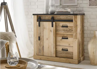 Produktbild von Kommode Sherwood 51 Old Style hell anthrazit mit soft-close 93 cm