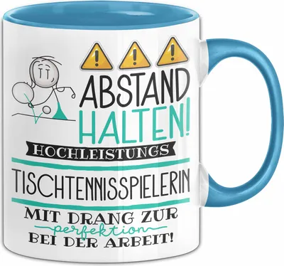Produktbild von Tischtennisspielerin Tasse Geschenk Lustig Abstand Halten Hochleistungs-Tischtennisspielerin Mit Drang Zur Perfektion Bei Der Arbeit (Blau)