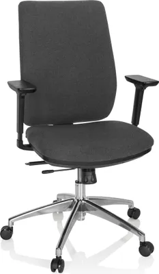 Produktbild von hjh OFFICE Profi Bürostuhl INTEGRIO I Ergonomischer Schreibtischstuhl mit Armlehnen (höhenverstellbar) Stoff Dunkelgrau Drehstuhl für Büro, Zuhause
