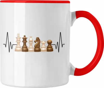 Produktbild von Trendation - Schach Herzschlag Tasse Geschenk für Schachspieler Hobby Geschenkidee (Rot)