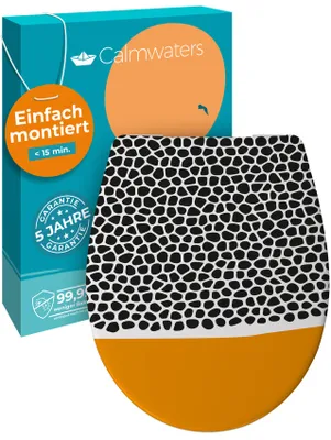 Produktbild von Calmwaters® WC Sitz Motiv Animal Print einfache Montage, Toilettendeckel bis 250 kg,  EU, antibakterieller Duroplast, Absenkautomatik, 2 Montage Optionen, abnehmbar, Klobrille, oval
