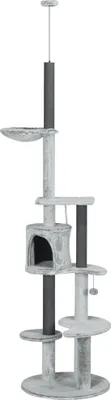 Produktbild von Katzenbaum mit Deckenspannvorrichtung, H?ngematte, Katzenhaus, Plattformen, Spielball, 225šC255 cm, grau